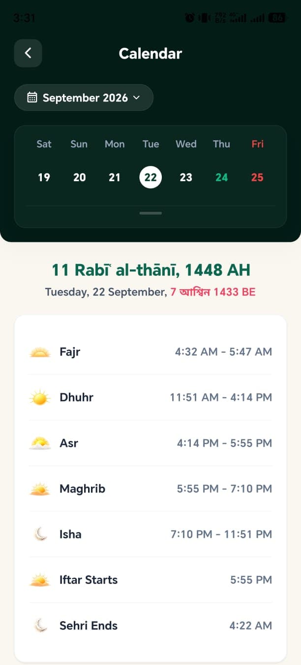 Prayer Calendar